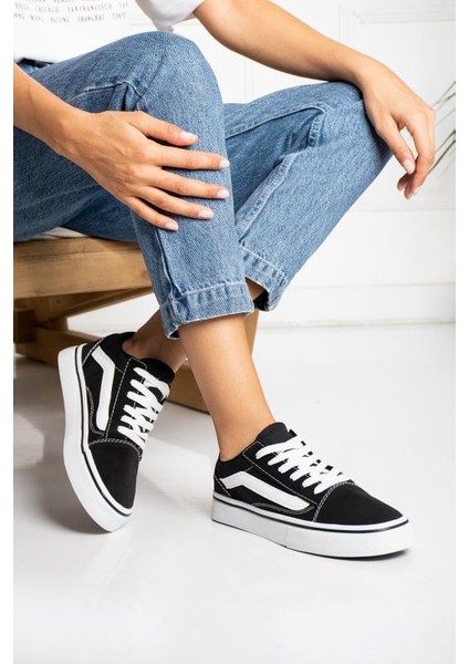 123418 Siyah Beyaz Günlük Unisex (Kadın/Erkek) Sneaker