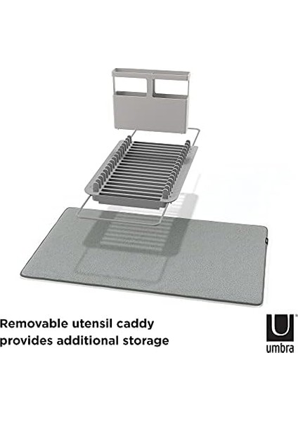 Menashop Udry Bulaşık Rafı, Lavabo ve Mikrofiber Damlama Matı, Katlanabilir, Yer Tasarruflu ve Kolay Saklanabilir, Antrasit, 51 x 57 x 17