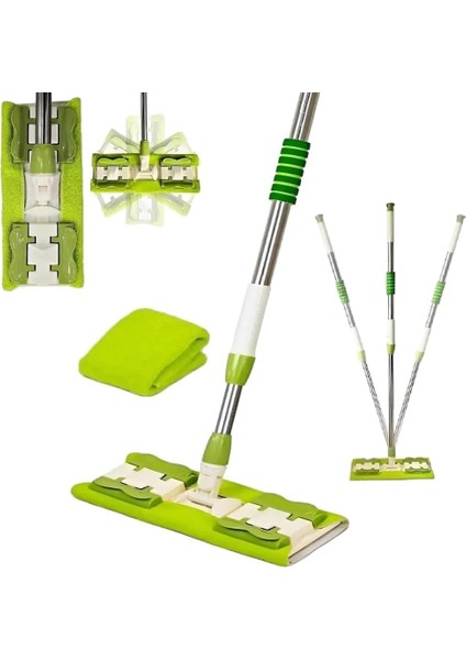 Menashop 360 Derece Dönebilen Teleskopik Pratik Temizlik Mopu Clamp Cloth Sihirli Mop
