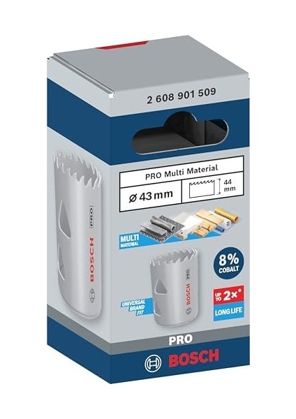 1 x Pro Multi Malzeme Delik Testeresi (Yumuşak Ahşap, Alçıpan Duvar Için, Ø 43 Mm, Profesyonel Aksesuar Matkap/tornavida)