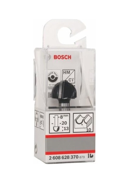 Aksesuarı 2608628370 Oyuklu Freze Ç 8 Mm, R1 10 Mm, Çap 20 Mm, L 12,7 Mm, G 46 mm