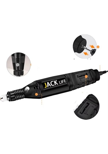 Taşlama Zımparalama Makinesi , Mini Electric Grinder Jack Life 12V/13W