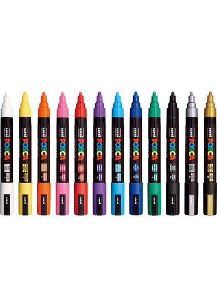 Gönder Uni Posca Markör Kalem 5m 12'li Set 1.8-2.5 mm Keçe Uçlu