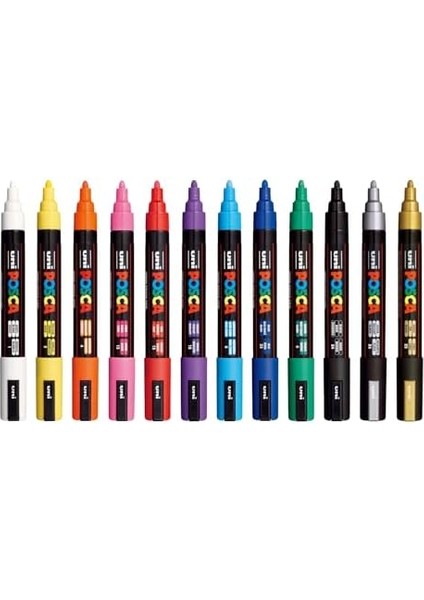 Gönder Uni Posca Markör Kalem 5m 12'li Set 1.8-2.5 mm Keçe Uçlu