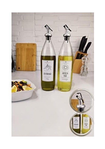 Vetro 2'li Zeytinyağı ve Sıvıyağ Şişesi Yağdanlık 1000 ml SH-003 fiyatları