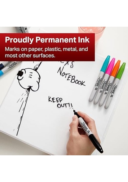 Fine Permanent Markör 4'lü Paket, Neon Renkler