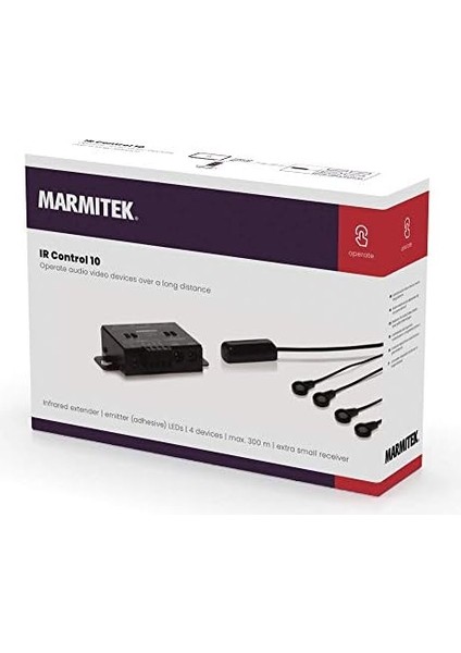 Kızılötesi Extender - Ir Control 10 - Emitter (Yapıştırıcı) Led'ler 4 Cihaz Için - Maks. 300 M - Ekstra Küçük Alıcı - Cihazları Kapalı Bir Dolapta ve Daha Uzun Mesafede Kullanır fiyatları