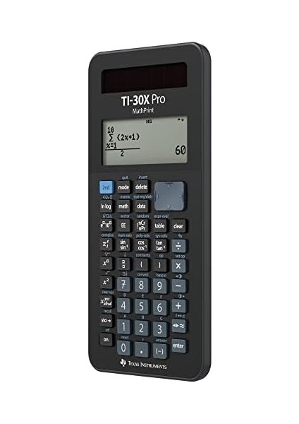 Instruments TI-30X Pro Mathprint Okul Hesap Makinesi (4 Satırlı Yüksek Çözünürlüklü Ekran, Güneş Enerjisi ve Pille Çalışır), Siyah