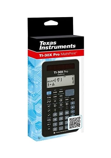 Instruments TI-30X Pro Mathprint Okul Hesap Makinesi (4 Satırlı Yüksek Çözünürlüklü Ekran, Güneş Enerjisi ve Pille Çalışır), Siyah