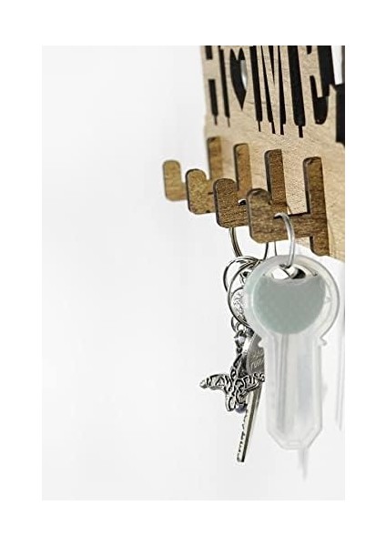 Menashop Home Ahşap Duvar Dekoru Anahtar Askısı Dekoratif Anahtar Askılığı Hediyelik (17 x 9 cm )
