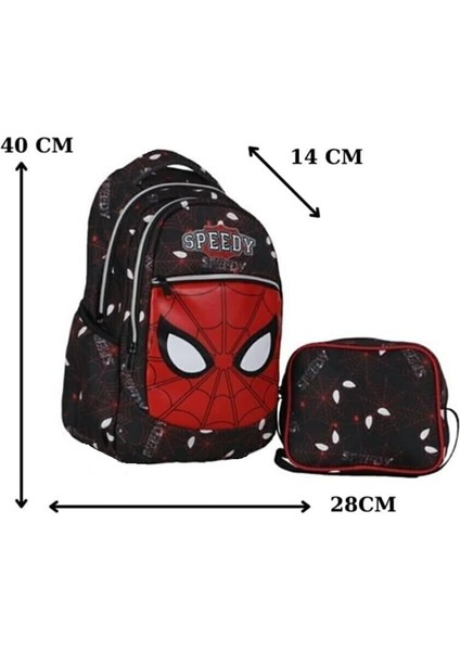 Ilkokul Okul Sırt Çantası Kız Erkek Unisex Beslenme Çantalı Ortopedik 2li Set Siyah Kırmızı fiyatları