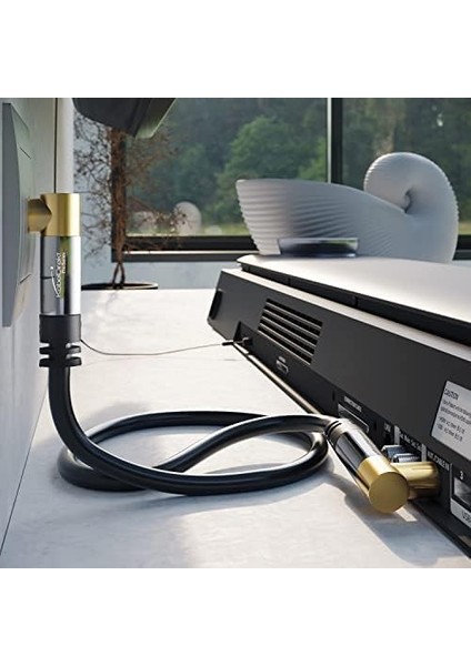 Menashop - 4K Anten Kablosu, Koaksiyel Kablolar - 90° Açılı - 15M - Dijital ve Analog Tv Kablosu - 0,5-20M Arasında Mevcut (Açılı Fiş/açılı Dişi Uç, Dvb-C/dvb-T/dvb-S Için, Siyah) fiyatları