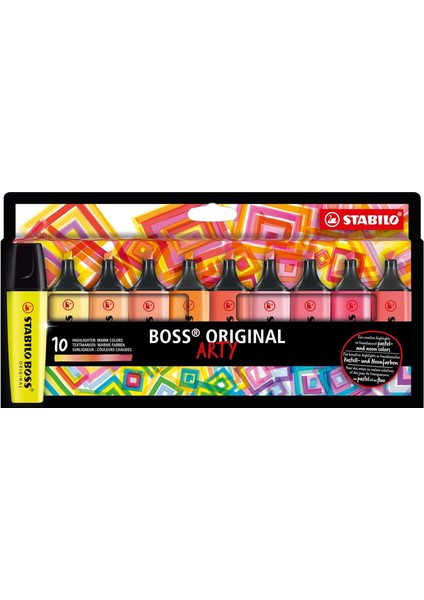 Arty - Fosforlu Kalem - 10'lu Paket - 10 Farklı Sıcak Renkler