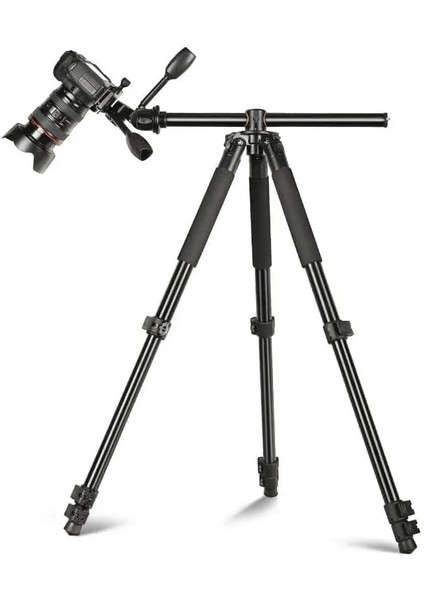Menashop HT-T06 Profesyonel Tripod 190 cm Yatay Kullanım Çok Fonksiyonlu Panoramik Kafa 360 Derece Dönebilir Monopod