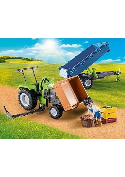 Country 71249 Römorklu Traktör, Taşıma Kutuları Dahil, Organik Çiftlik Için Yeşil Traktör, 4 Yaşından Büyük Çocuklar Için Sürdürülebilir Oyuncak fiyatları
