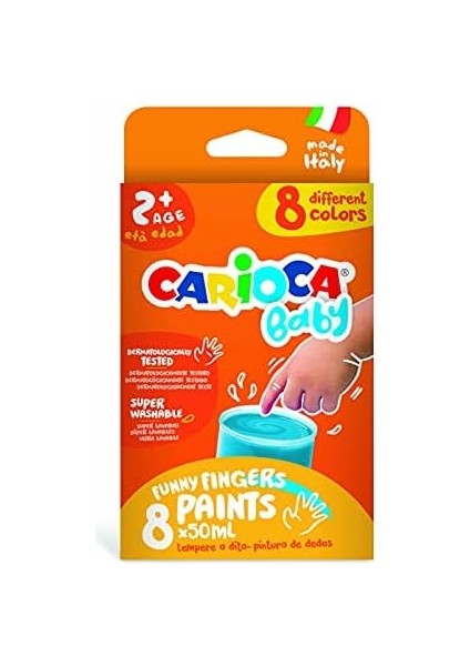 Bebek Parmak Boyasi 8 Renk 8X50 ml Süper Yikanabilir 2+ Yaş