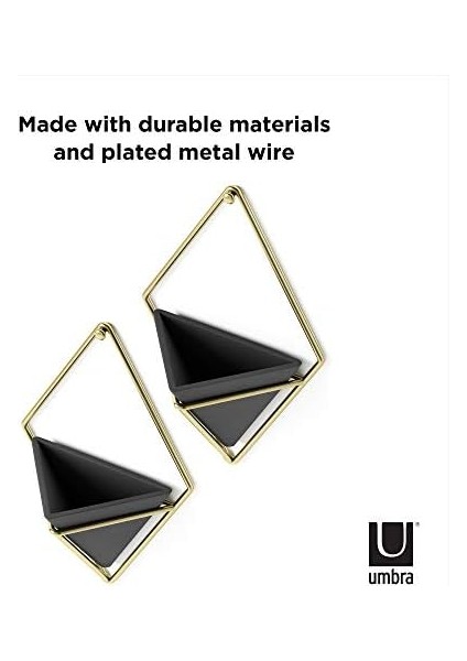 Menashop Trigg Duvar Vazosu ve Geometrik Dekorasyon - Oda Bitkileri, Sukulentler, Hava Bitkileri, Kaktüs, Yapay Bitkiler ve Daha Fazlası Için Saksı, Siyah/pirinç, 2'li Set, Küçük
