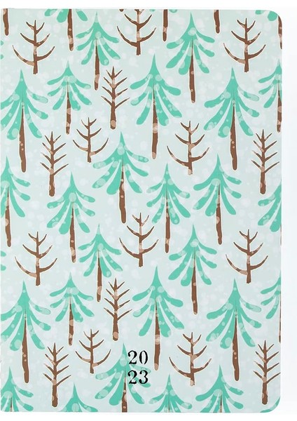Lotus A5 Çam Ağacı Desenli Sert Karton Kapaklı 2023 Haftalık Ajanda, 128 Yaprak, Çizgisiz
