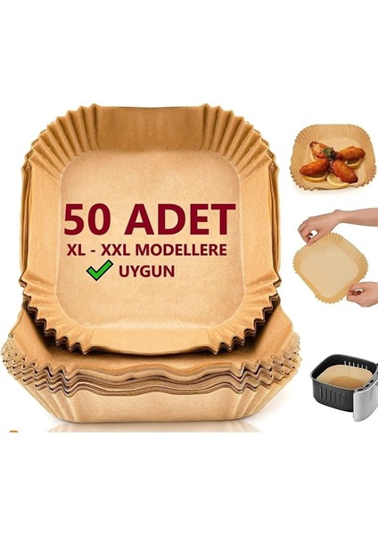 Menashop Home Aırfrey Pişirme Kağıdı,xl,xxl Aırfreyler Için Parşömen Kağıdı,sıvıya ve Yağa Dayanıklı Sıcak Hava Fritözleri Için Yanmaz Kağıt (50 Adet)