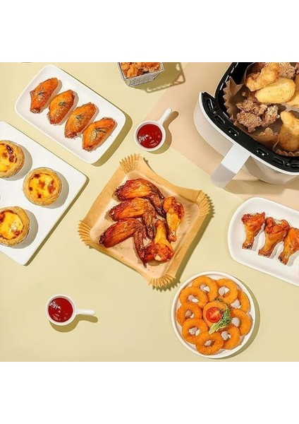 Menashop Home Aırfrey Pişirme Kağıdı,xl,xxl Aırfreyler Için Parşömen Kağıdı,sıvıya ve Yağa Dayanıklı Sıcak Hava Fritözleri Için Yanmaz Kağıt (50 Adet)