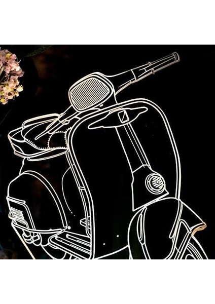Scooter Motosiklet 3D LED Masa Lambası - USB Bağlantılı Sarı Işık