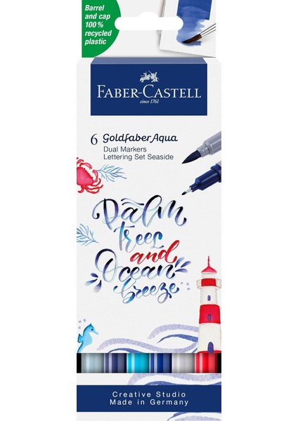 Goldfaber Aqua Çift Uçlu Markör, Kaligrafi, 6‘lı Seaside