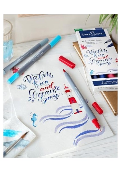 Goldfaber Aqua Çift Uçlu Markör, Kaligrafi, 6‘lı Seaside