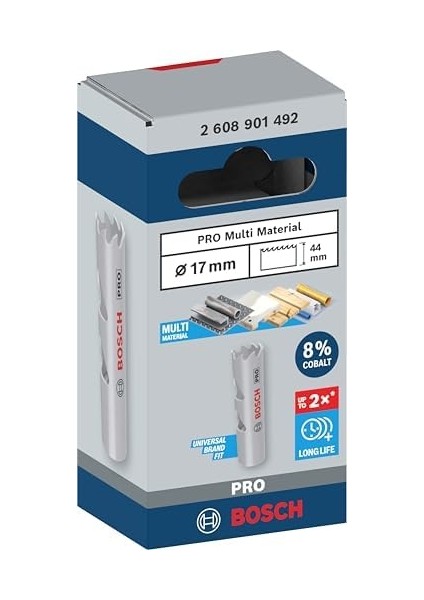 1 x Pro Multi Malzeme Delik Testeresi (Yumuşak Ahşap, Alçıpan Duvar Için, Ø 17 Mm, Profesyonel Aksesuar Matkap/tornavida)