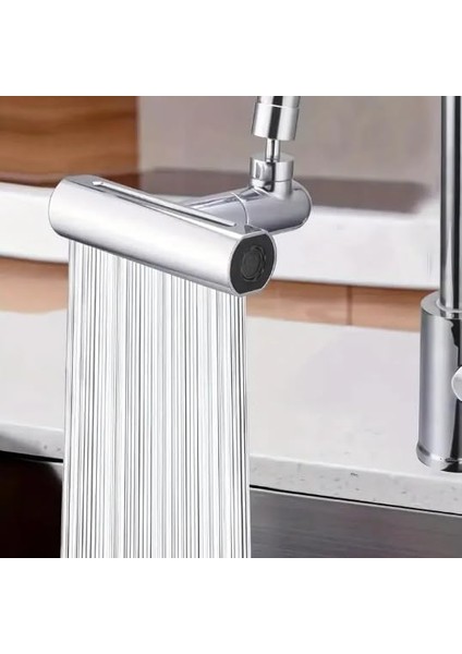 Ayarlanabilir Mutfak Armatür Musluk Başlığı, 4 Farklı Modlu Su Tasarruflu Fonksiyonel Musluk Batarya Başlığı, Şelale Mutfak Bataryası, Şelale Modlu, Sıçramaya Dayanıklı Mutfak Lavabo (Gri) modelleri