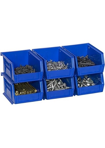 30210 Akrobins Plastik Saklama Kutusu, Istiflenebilir, El Işi ve Cihazlar Için, 6'lı Paket, 08212BLUE