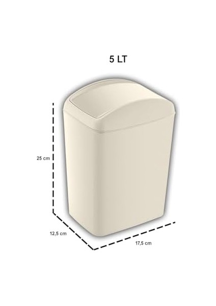 Soft Çöp Kutusu Döner Kapak Latte 5 Lt - Latte, Çok Amaçlı Döner Kapaklı Çöp Kovası
