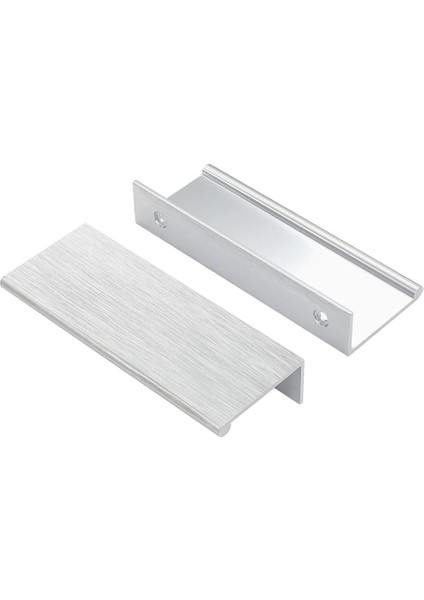 Spring Dolap Kulpları Mutfak Dolap Donanımı Alüminyum Alaşımlı Dolap Kenar Kulpu Parmak Kulpu 96MM Arası, 4'lü Paket, Gümüş