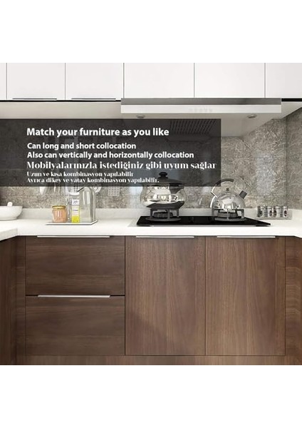 Spring Dolap Kulpları Mutfak Dolap Donanımı Alüminyum Alaşımlı Dolap Kenar Kulpu Parmak Kulpu 96MM Arası, 4'lü Paket, Gümüş