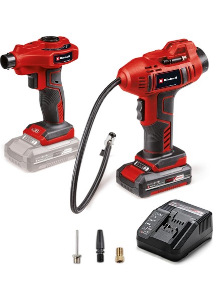 Akülü Araç Hava Kompresörü Ce-Cc 18 Li + Akülü Hava Pompası Ce-Ap 18 Li Power X-Change Set (18 V, Aksesuarlar Dahil, 1x 2.0 Ah Akü ve Şarj Cihazı Dahil)