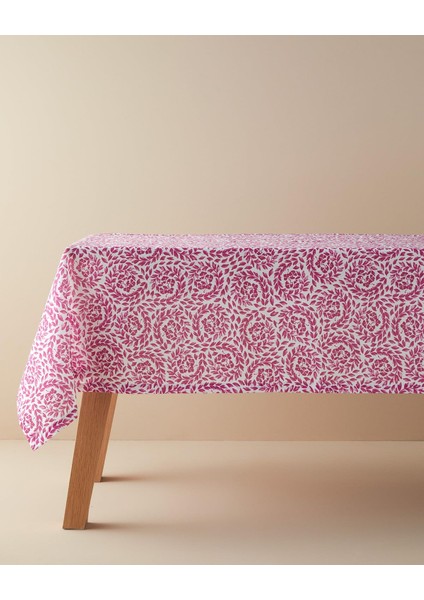 Menashop Home Carnival Floral Polyester Masa Örtüsü Fuşya