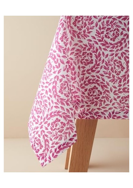 Menashop Home Carnival Floral Polyester Masa Örtüsü Fuşya