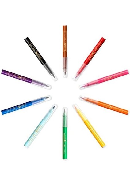 Kids Visaquarelle Fırça Uçlu Boya Kalemi 10 Renk, Fırça Başlı Esnek ve Yumuşak Uç, Yıkanabilir Su Bazlı Boya