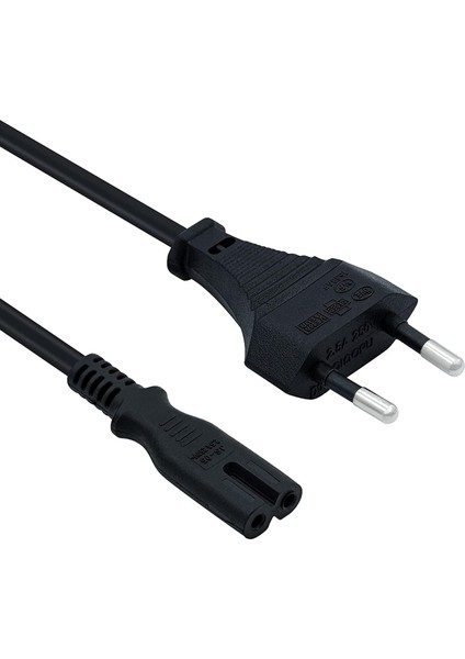 Ps3 / Ps4 / Ps5 / Xbox Series S-X Uyumlu Güç Kablosu 1.5 Metre 2pin Güç Kablosu Projeksiyon - Monitör - Tv Universal 2pin Güç Kablosu