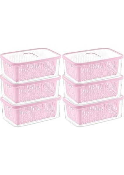 6'lı Süzgeçli Fresh Saklama Kabı Seti 1.6 Lt Plastik Saklama Set 6 Adet
