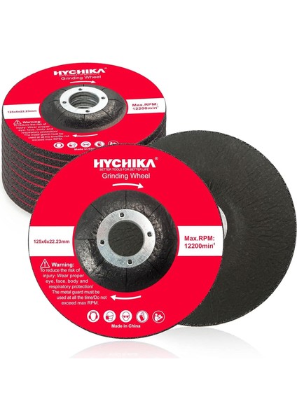 Profesyonel Taşlama Diskleri 125 mm 10'lu Paket Çelik Için Ofset Açılı Taşlama Diskleri, Metal Işleme Taşlama Parlatma, Çapak Alma Çap 125 x 22,2 Mm, Kalınlık: 6 mm
