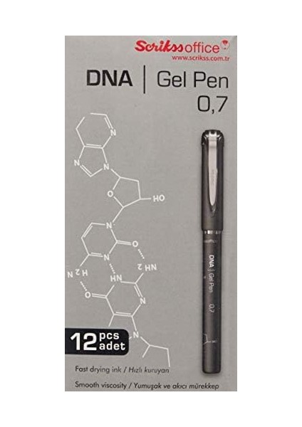 Office Dna Jel Tükenmez Kalem 12'li Ambalaj Siyah 0.7 mm