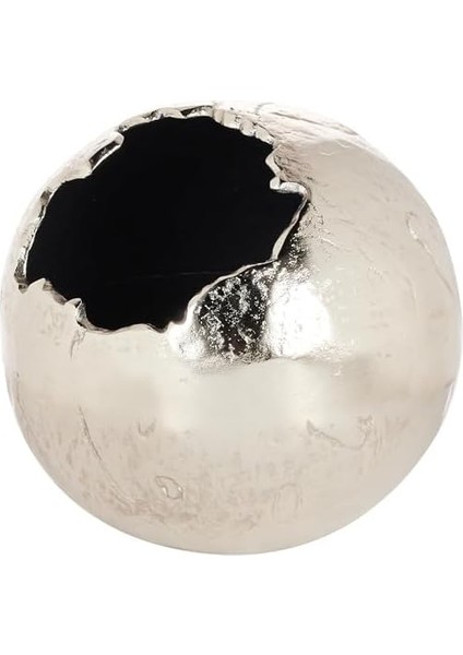 Menashop Crack Nıkel Yuvarlak Küçük Vazo 20 cm