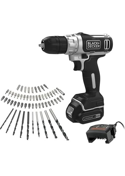 Silver Series BDCHD18SC1K-QW 18V 1.5AH Tek Bataryalı Darbeli Matkap + Acc (1X18V 1,5AH Batarya, 10 Adet Matkap Ucu + 10 Adet Dübel And +10 Adet Vida, Şarj Aleti) Kitbox