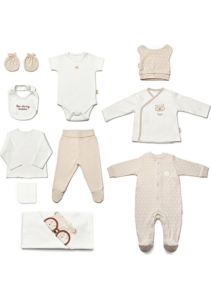 Baby Cosy Organic BabyCosy Organic Wear Bebek Hastane Çıkış Seti 10'lu Ekru - Bej - Organik Pamuk -Baby Cosy Organik fiyatları
