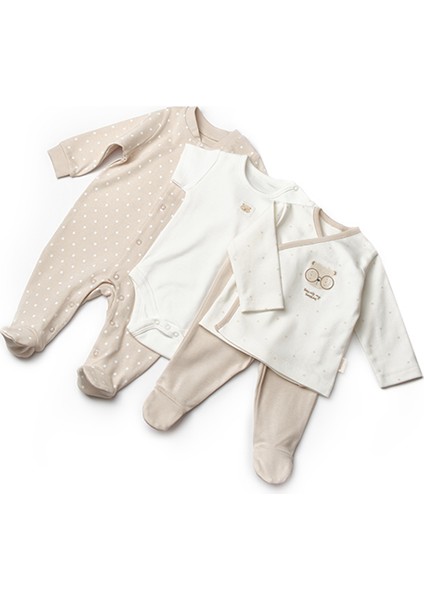 Baby Cosy Organic BabyCosy Organic Wear Bebek Hastane Çıkış Seti 10'lu Ekru - Bej - Organik Pamuk -Baby Cosy Organik modelleri