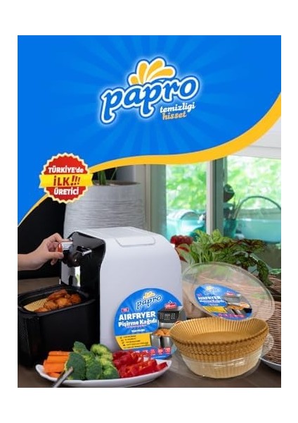 Menashop Airfryer Pişirme Kağıdı, Fritöz Yağlı Kağıdı, Yanmaz Kağıt Xxl Uyumlu 50 Adet (Kare) (1, Kare Büyük Boy 20X20)