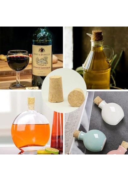 Tıpa Şişe Başlığı Yağdanlık Tıpası, Şarap, Soda, Cam Şişesine Uyumlu Konik Mantar Tıpa - 3 Adet