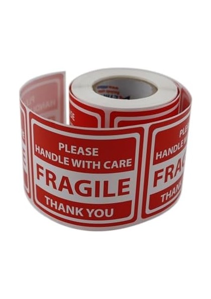 Etiketler , Hazır Al Hızlı Al Fragile Roll Label 70MM x 80MM 250 Pcs "please Handle With Care Thank You" Coated Stickers