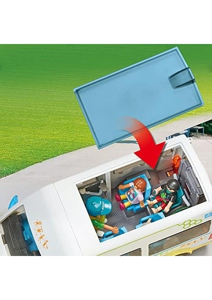 City Life 71329 Okul Otobüsü, Sürgülü Kapılı Büyük Okul Otobüsü, Tekerlekli Sandalye Için Katlanabilir Rampa ve 5 Figür Için Yer, 4 Yaşından Büyük Çocuklar Için Oyuncak