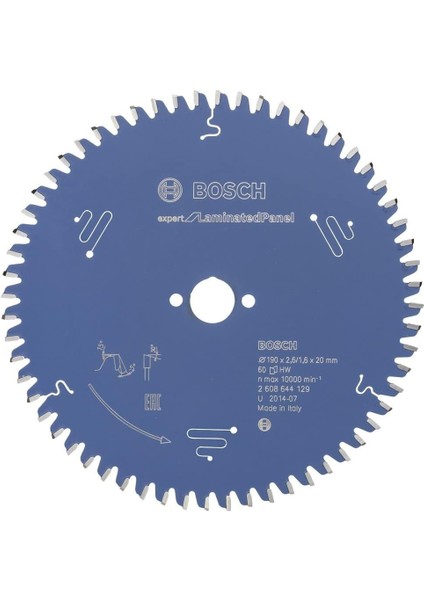 Dairesel Testere Bıçağı Expert Laminated Için Panel, 190 x 20 x 2,6 Mm, Diş Sayısı 60, 1 Adet, 2608644129